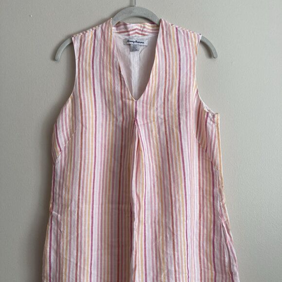 Tommy Bahama Linen Dress Sleeveless V-Neck Pink Dress Size Small Preppy Boat - Picture 5 of 10